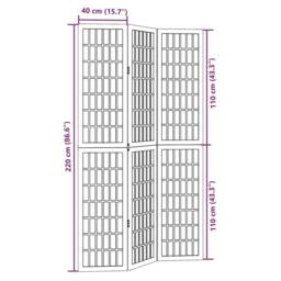 Berkfield Home Room Divider 3 Panels White Solid Wood Paulownia - thumbnail 8