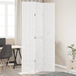 Berkfield Home Room Divider 3 Panels White Solid Wood Paulownia - thumbnail 2