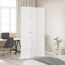 Berkfield Home Room Divider 3 Panels White Solid Wood Paulownia - thumbnail 1