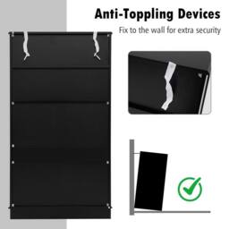 Gymax Bathroom Freestanding Cabinet 2 Doors Kitchen Storage Organizer in Black - thumbnail 9