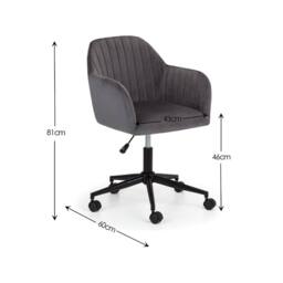 Cheshire Executive Ardmore Velvet Swivel Office Chair in Grey & Black - thumbnail 6