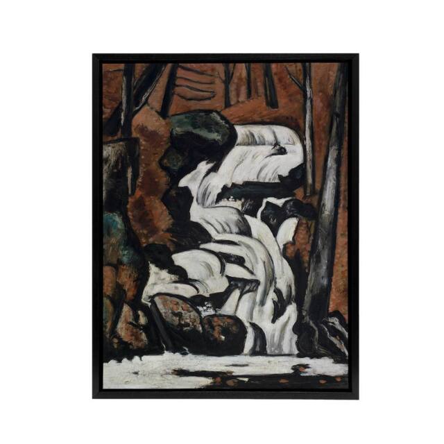 "Artery8 Smelt Brook Falls Landscape Marsden Hartley Black Framed Canvas Art in Brown - Size: W24"" x H32""" - image 1