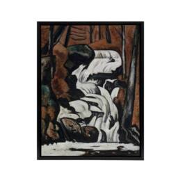 "Artery8 Smelt Brook Falls Landscape Marsden Hartley Black Framed Canvas Art in Brown - Size: W24"" x H32""" - thumbnail 1