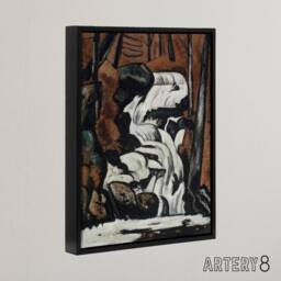 "Artery8 Smelt Brook Falls Landscape Marsden Hartley Black Framed Canvas Art in Brown - Size: W24"" x H32""" - thumbnail 2