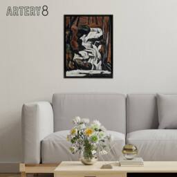"Artery8 Smelt Brook Falls Landscape Marsden Hartley Black Framed Canvas Art in Brown - Size: W24"" x H32""" - thumbnail 3