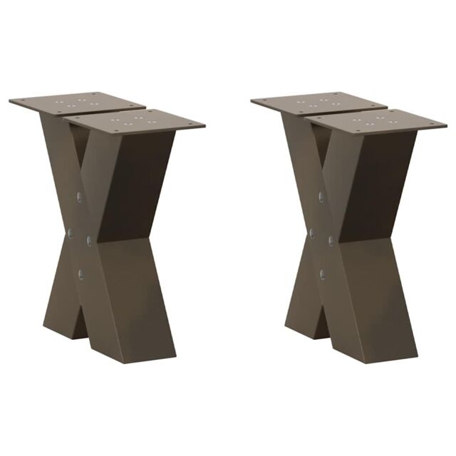 Berkfield Home Coffee Table Legs X-Shaped 2 pcs Natural Steel 40x(30-31) cm Steel in Brown - image 1