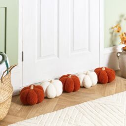 OHS Pumpkin Shaped Boucle Decorative Draught Excluder in Burnt Orange - thumbnail 7