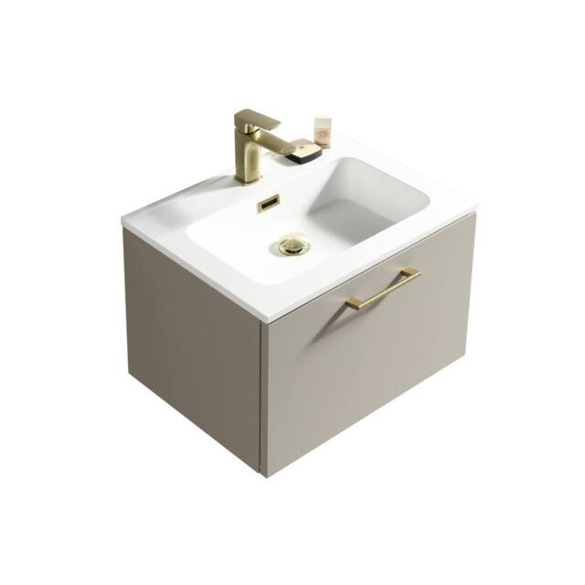 Bathroom Kingdom Piatta Grey Wall Hung Basin Drawer Vanity 600mm - image 1