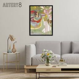 "Artery8 Woman Sees Vision in Garden Framed Canvas Wall Art Print Georges Feure in Green - Size: W12"" x H16""" - thumbnail 3