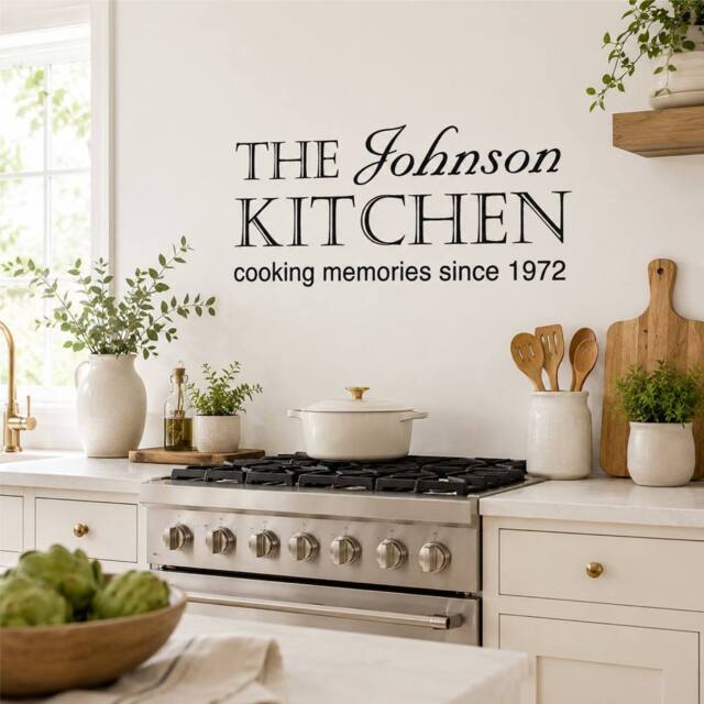 60 SECOND MAKEOVER Personalised Kitchen Wall Sticker Cooking Memories Since 45cm x 60cm in Black - Size: 45 cm x 60 cm - image 1