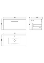 Balterley Bathroom 1 Soft Close Drawer, Wall Hung Vanity Unit, Light Oak, 800mm in Brown - thumbnail 2