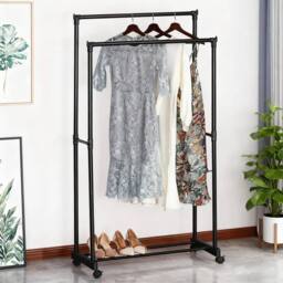 EONLION Modern Freestanding Garment Rack Bottom Rail Steel Tube in Black - thumbnail 4