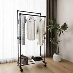 EONLION Modern Freestanding Garment Rack Bottom Rail Steel Tube in Black - thumbnail 3