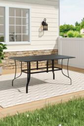 Living and Home Garden Metal Slatted Coffee Table in Black - thumbnail 1