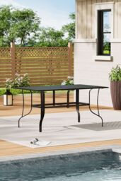 Living and Home Garden Metal Slatted Coffee Table in Black - thumbnail 2