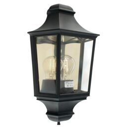 Netlighting Turin 1 Light Outdoor Wall Half Lantern Light Black IP65 E27 - thumbnail 1