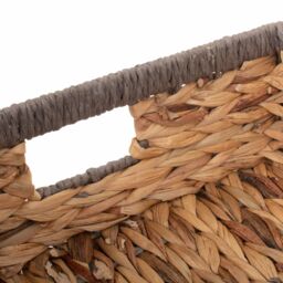 Red Hamper Water Hyacinth Shallow Rectangular Water Hyacinth With Grey Rope Border Storage Basket in Brown - Size: Small - thumbnail 4