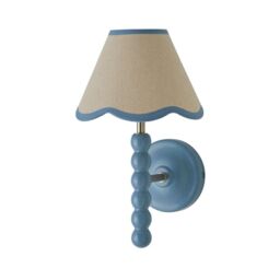 ValueLights Bobbins Powder Blue Bobble Wall Light & Linen Pastel Trim Lamp Shade in Pale Blue - thumbnail 6