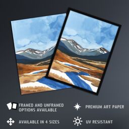 "Artery8 Cairngorms National Park Scotland Watercolour Wall Art Print in Blue - Size: W12"" x H16""" - thumbnail 2