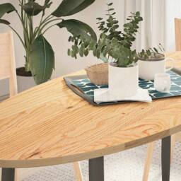 Berkfield Home Table Top 140x60x2 cm Solid Wood Oak Oval in Brown - Size: 140 x 60 x 2 cm - thumbnail 2