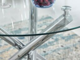 FurnitureboxUK Selina Round Glass Chrome Leg Dining Table & Pesaro Silver Leg Chairs in Navy - Size: 4 Person - thumbnail 3