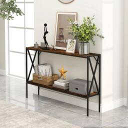 Havendro 2-Tier Narrow Sofa Table Behind Couch 120cm Entrance Table - thumbnail 3