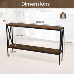 Havendro 2-Tier Narrow Sofa Table Behind Couch 120cm Entrance Table - thumbnail 2