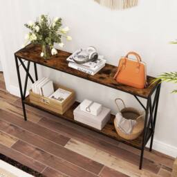 Havendro 2-Tier Narrow Sofa Table Behind Couch 120cm Entrance Table - thumbnail 4
