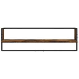 Berkfield Home Decorative 6 Piece Wall Shelf Set with Bars Smoked Oak Engineered Wood in Brown - thumbnail 5