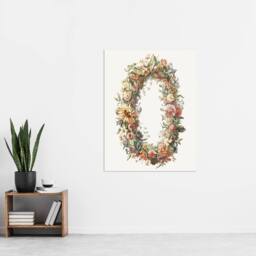 "Artery8 Summer Flower Wreath Illustration Teyler Wall Art Poster Print in White - Size: W18"" x H24""" - thumbnail 4