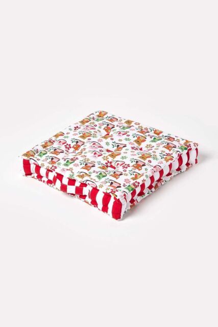 Homescapes Cotton Owl Floor Cushion in Red - Size: 50 cm x 50 cm - image 1