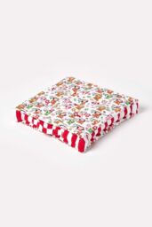 Homescapes Cotton Owl Floor Cushion in Red - Size: 50 cm x 50 cm - thumbnail 1