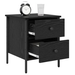Berkfield Home Bedside Cabinet Black Oak 40x42x50 cm Engineered Wood - Size: 40 x 42 x 50 cm - thumbnail 3