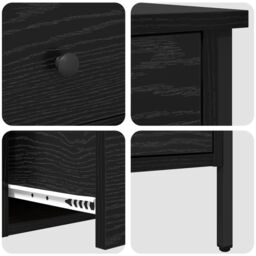 Berkfield Home Bedside Cabinet Black Oak 40x42x50 cm Engineered Wood - Size: 40 x 42 x 50 cm - thumbnail 9