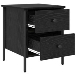 Berkfield Home Bedside Cabinet Black Oak 40x42x50 cm Engineered Wood - Size: 40 x 42 x 50 cm - thumbnail 5