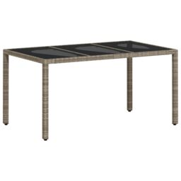 Berkfield Home Garden Table with Glass Top Light Grey 150x90x75 cm Poly Rattan - Size: 150 x 90 x 75 cm - thumbnail 2
