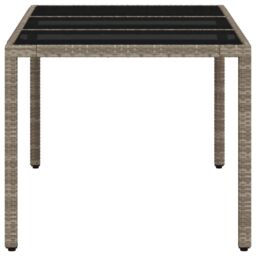 Berkfield Home Garden Table with Glass Top Light Grey 150x90x75 cm Poly Rattan - Size: 150 x 90 x 75 cm - thumbnail 6