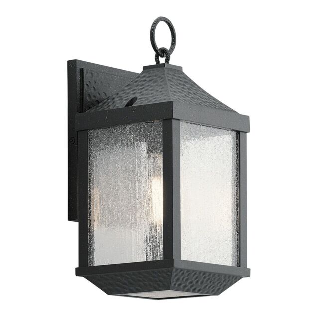 Loops Outdoor IP44 1 Bulb Wall Light Lantern Distressed Black LED E27 60W d01817 - image 1