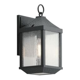Loops Outdoor IP44 1 Bulb Wall Light Lantern Distressed Black LED E27 60W d01817 - thumbnail 1