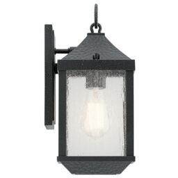 Loops Outdoor IP44 1 Bulb Wall Light Lantern Distressed Black LED E27 60W d01817 - thumbnail 2