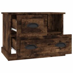 Berkfield Home Bedside Cabinet Smoked Oak 60x39x45 cm in Brown - Size: 60 x 39 x 45 cm - thumbnail 6