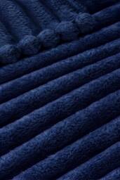 Dyzi Ribbed Jacquard Fleece Bed Blanket Throw 150x200cm Navy in Dark Navy - Size: 150 cm x 200 cm - thumbnail 3
