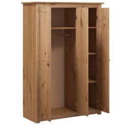 Berkfield Home 3-Door Wardrobe 118x50x171.5 cm Pine Panama Range in Brown - thumbnail 5