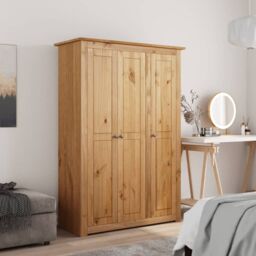 Berkfield Home 3-Door Wardrobe 118x50x171.5 cm Pine Panama Range in Brown