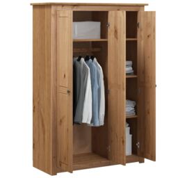 Berkfield Home 3-Door Wardrobe 118x50x171.5 cm Pine Panama Range in Brown - thumbnail 3
