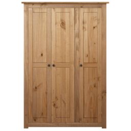 Berkfield Home 3-Door Wardrobe 118x50x171.5 cm Pine Panama Range in Brown - thumbnail 4
