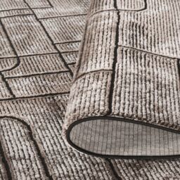 Desire Rugs Belgravia Living Room Area Rug Metallic Sheen Modern Cobble Design in Beige - Size: 120 cm x 170 cm - thumbnail 4