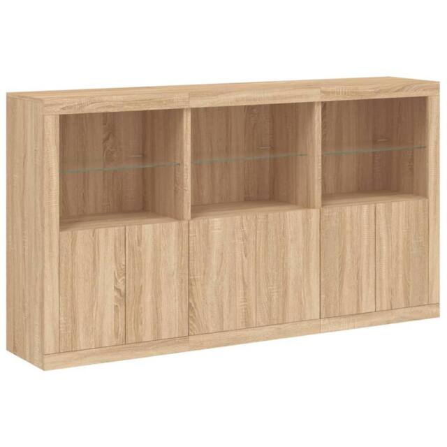 Berkfield Home Sideboard with LED Lights Sonoma Oak 181.5x37x100 cm in Brown - image 1