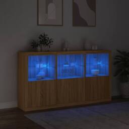 Berkfield Home Sideboard with LED Lights Sonoma Oak 181.5x37x100 cm in Brown - thumbnail 5