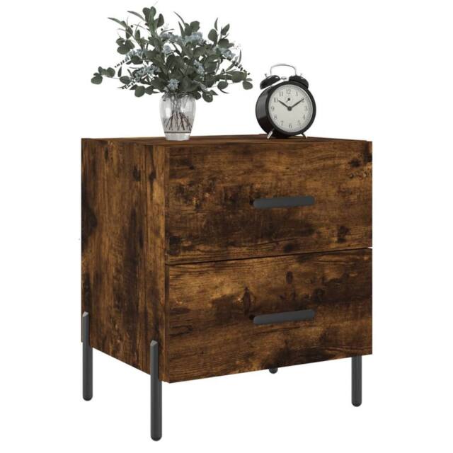 Berkfield Home Modern Bedside Cabinet Smoked Oak 40x35x47.5 cm Engineered Wood in Brown - image 1